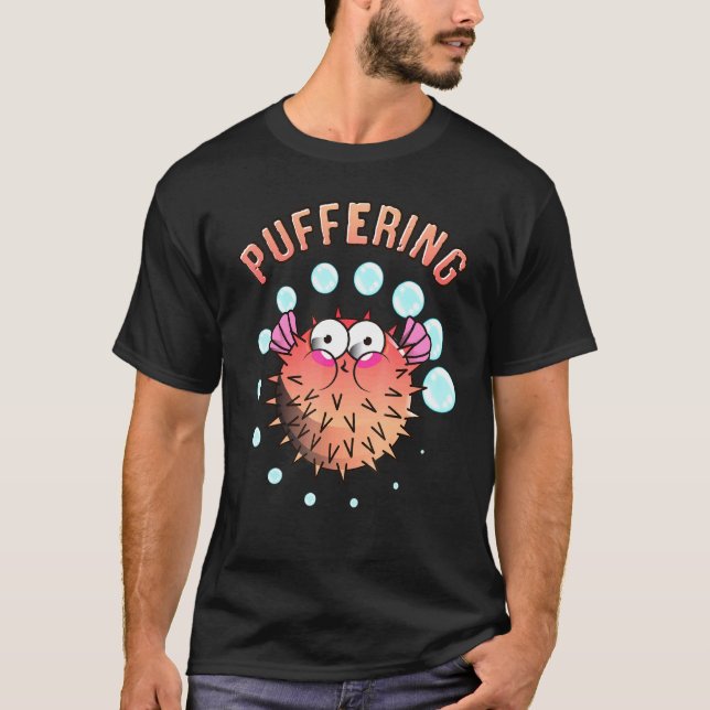 Puffrande Kugelfisk Söt Fisk T Shirt (Framsida)
