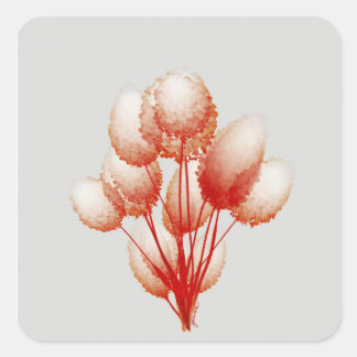 Puffy Blooms Fyrkantigt Klistermärke