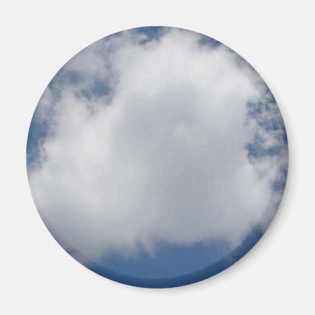 Puffy Cumulus Clouds i Blå himmel Magnet (Framsidan)