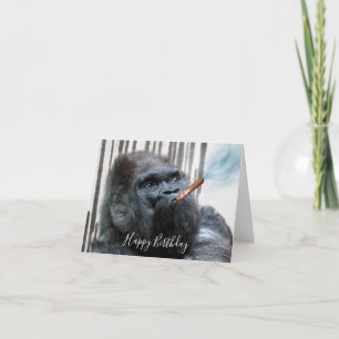 Puffy de Gorilla Cigar Smoker Birthday Kort