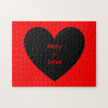 Puffy Heart Pussel<br><div class="desc">Puffy hjärtpussel. Bakgrund färg och text kan anpassas.</div>