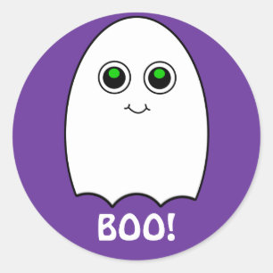 Puffy Toon Ghost Boo Halloween Sticker Runt Klistermärke