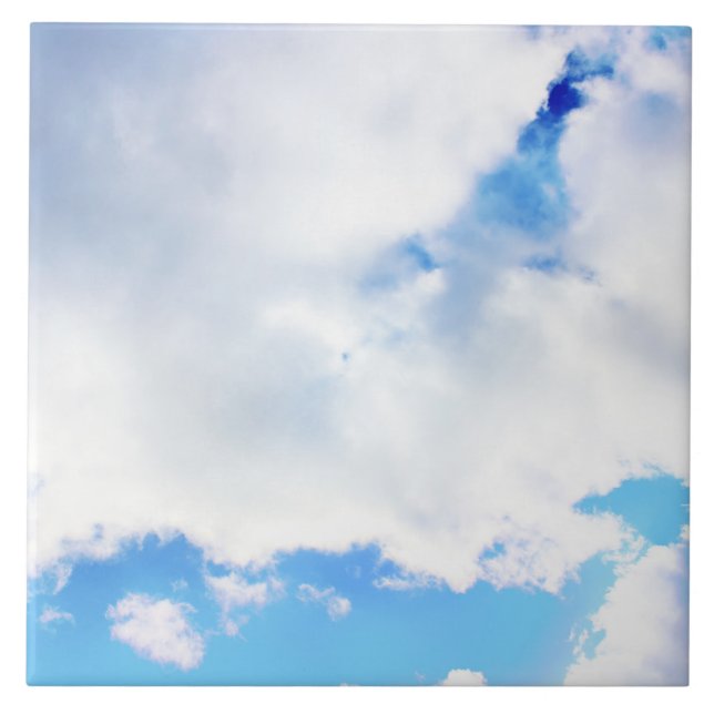 Puffy White Clouds och Blå himmel Kakelplatta (Framsidan)