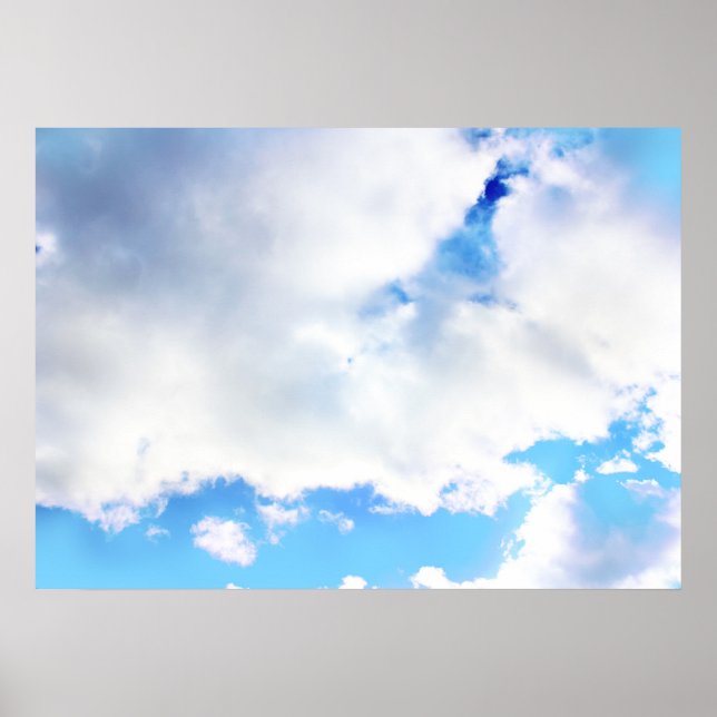 Puffy White Clouds och Blå himmel Poster (Framsidan)