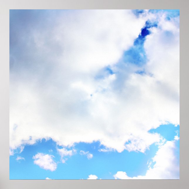 Puffy White Clouds och Blå himmel Poster (Framsidan)