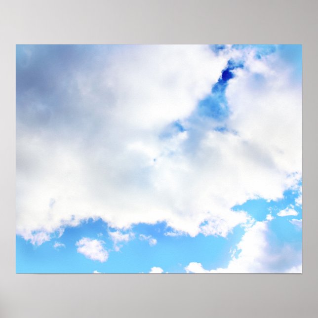 Puffy White Clouds och Blå himmel Poster (Framsidan)