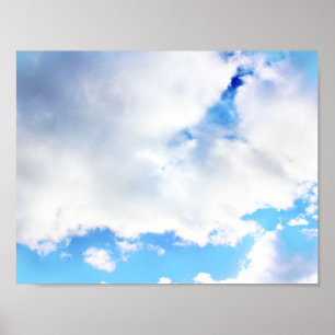 Puffy White Clouds och Blå himmel Poster