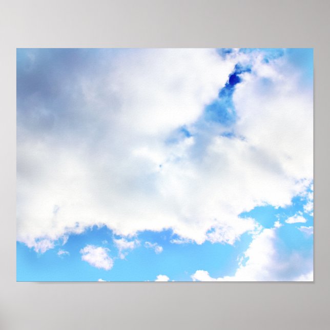 Puffy White Clouds och Blå himmel Poster (Framsidan)