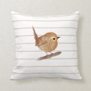 Puffy Wren Bird Dekorativ kudde