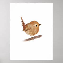 Puffy Wren Bird Print Poster