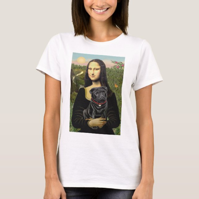 Pug 16 (svart) - Mona Lisa T-shirt (Framsida)