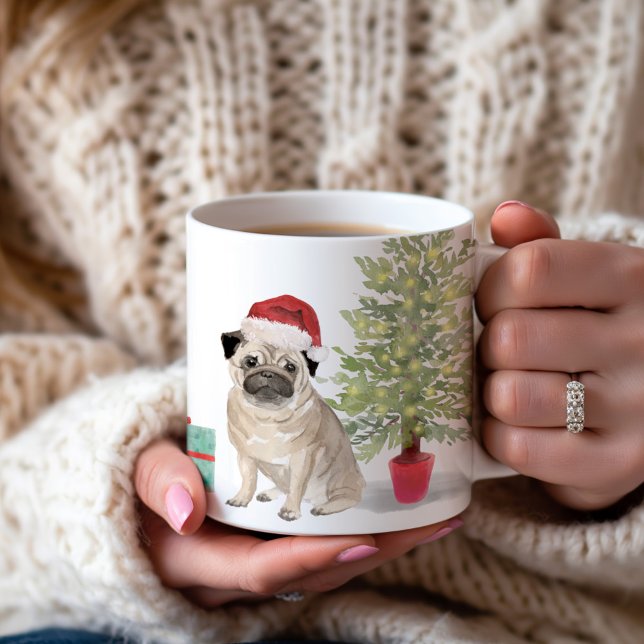 Pug 1:a julafton-Personligen Kaffemugg (Skapare uppladdad)