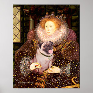 Pug 2 (fawn) - Queen Poster
