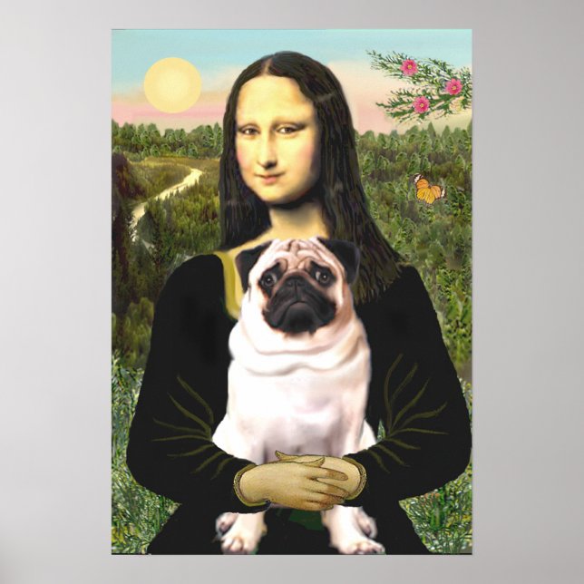 Pug 3 (fawn) - Mona Lisa Poster (Framsidan)
