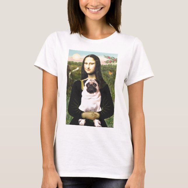 Pug 3 (fawn) - Mona Lisa Tee Shirt (Framsida)