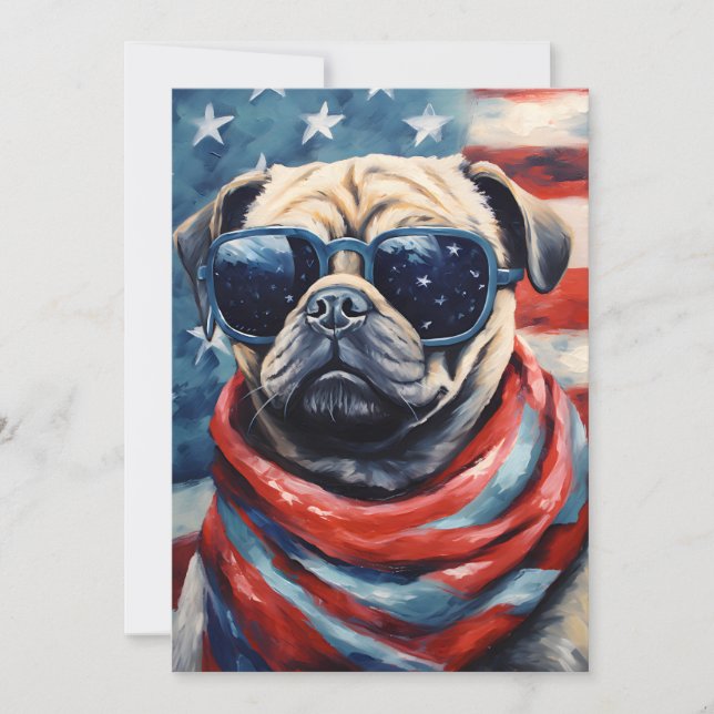 Pug 4:e juli Independence day Julkort (Framsida)
