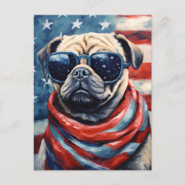 Pug 4:e juli Independence day Vykort