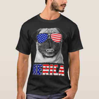 Pug 4 juli Merica USA Flag Hund Älskare Män Kvinno T Shirt