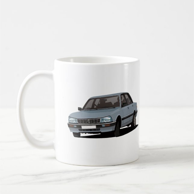 Pug 505 - 2 x blå grått bilder - kaffemugg (Vänster)