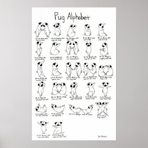 Pug Alphabet A-Z med Rhyme Poster