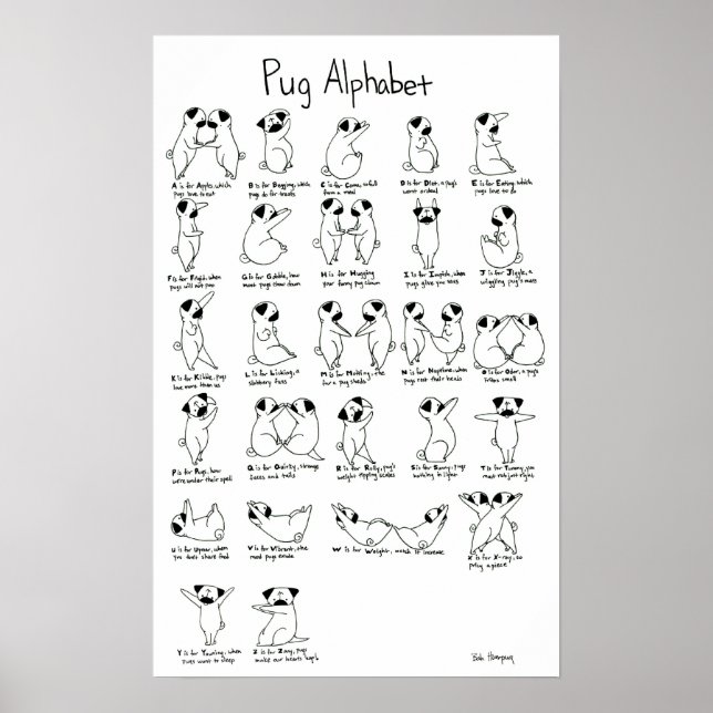 Pug Alphabet A-Z med Rhyme Poster (Framsidan)