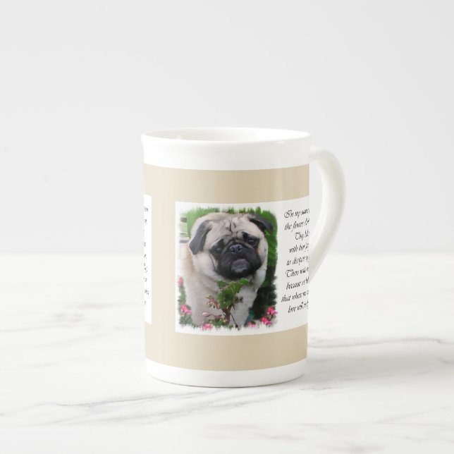 Pug Älskare Art Benporslin Mugg (Framsida höger)