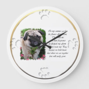 Pug Älskare Art Stor Klocka