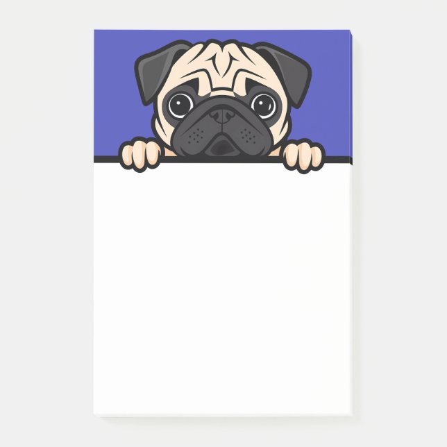 Pug Älskare Cute Peeking Puppy-Hund Post-it Block (Framsida)