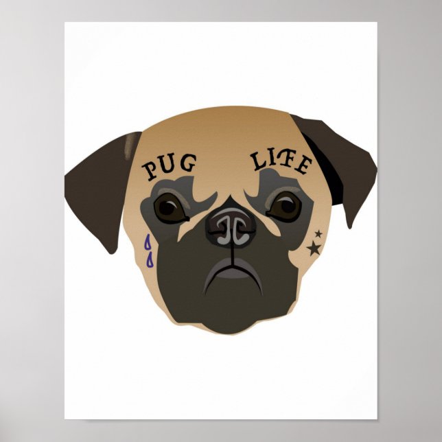 Pug Älskare | Cute Pug Life Poster (Framsidan)