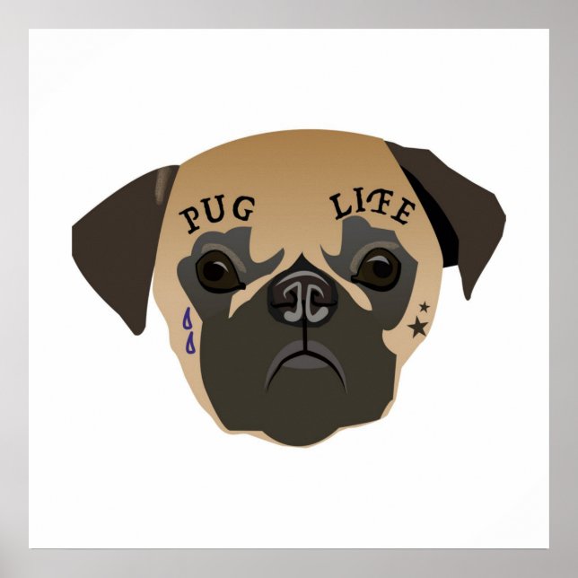Pug Älskare | Cute Pug Life Poster (Framsidan)