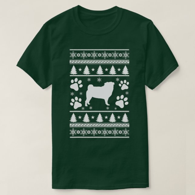 Pug älskare ful christmas-present t shirt (Design framsida)