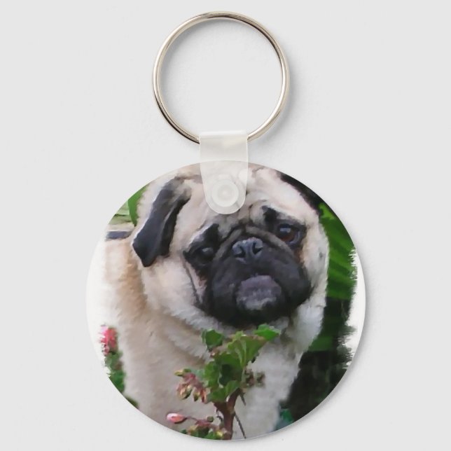 Pug Älskare Gifts Nyckelring (Framsida)