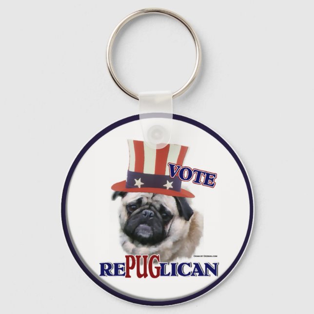 Pug Älskare Gifts Nyckelring (Framsida)