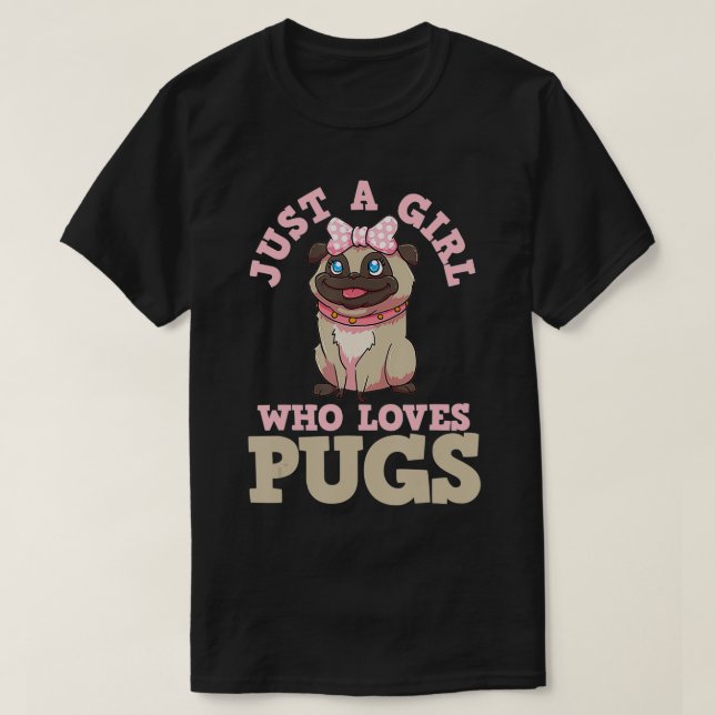 Pug Älskare Girl T Shirt (Design framsida)