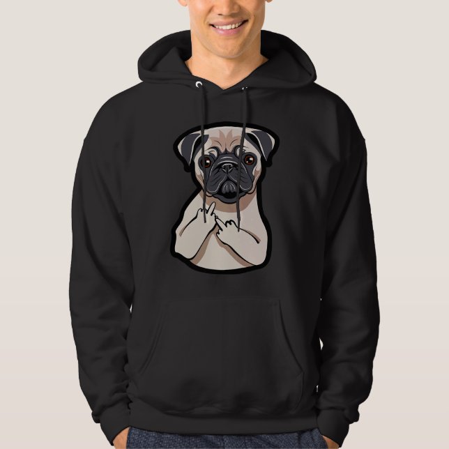 Pug Älskare Mitten Finger Funny Graphic T-Shirt Cl Hoodie (Framsida)