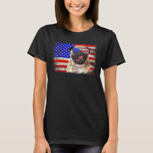 Pug American Flagga Usa Fantastisk Coola T Shirt