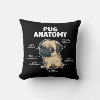 Pug Anatomy Fawn Pug Dekorativ kudde
