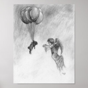 Pug and Angel Poster