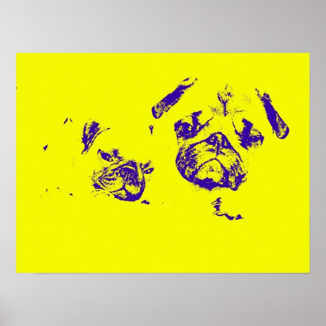 Pug and Baby Poster- Gult Poster (Framsidan)