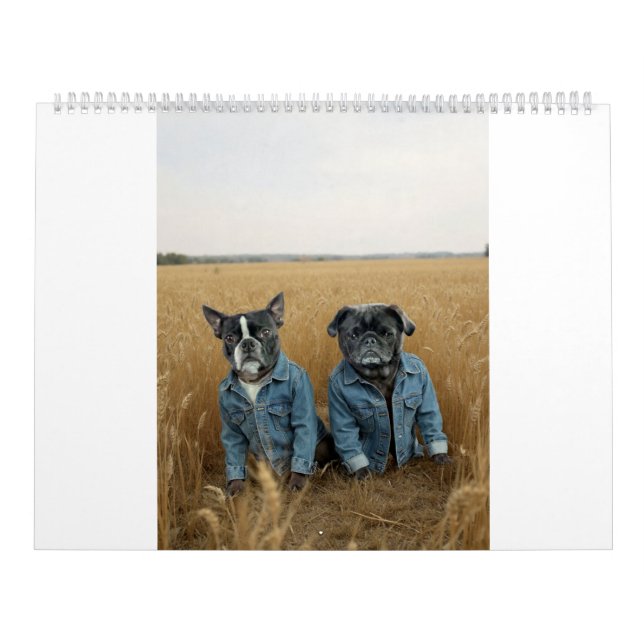 pug and Boston terrier calendar Kalender (Omslag)