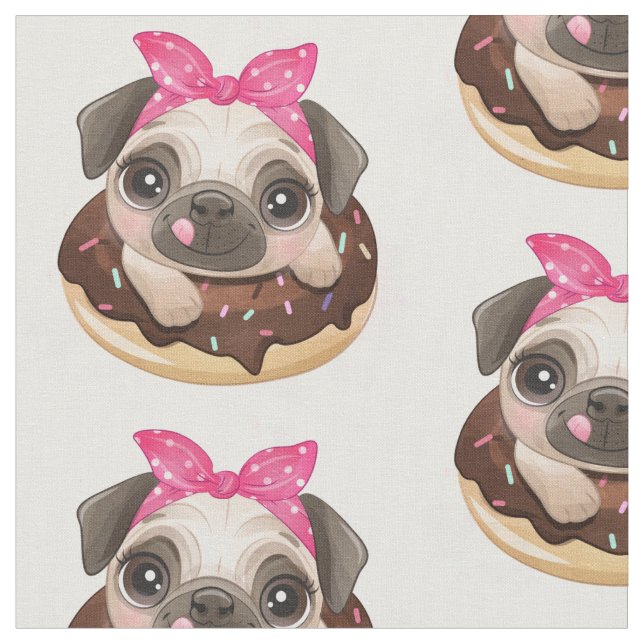 Pug and Chocolate Donut Tyg (Närbild)