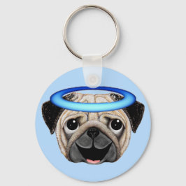 Pug Angel Emoji - Angel Pug Emoji Nyckelring