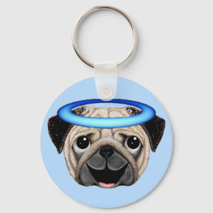 Pug Angel Emoji - Angel Pug Emoji Nyckelring