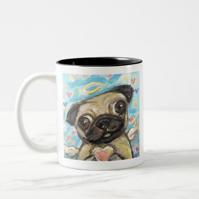 Pug Ängel Kärlek Två-Tonad Mugg (Vänster)