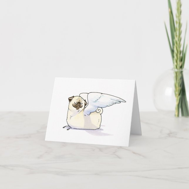 Pug Angel Vingar-kort Kort (Framsida)