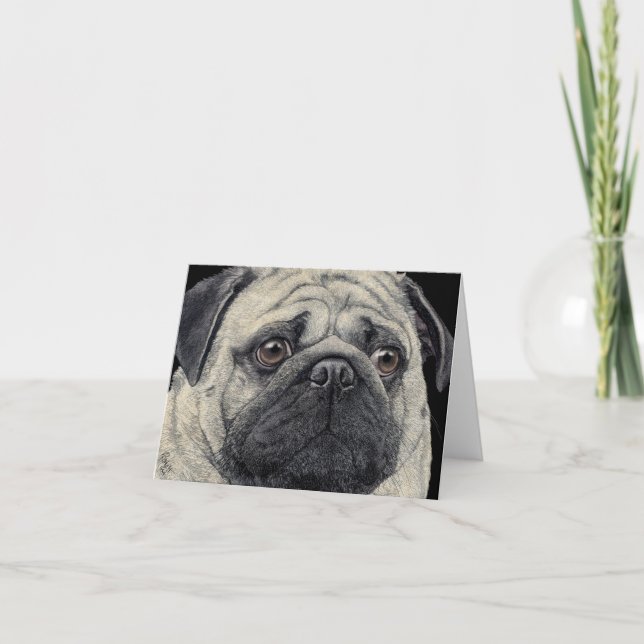 Pug Ansikte Card - "Pugshot" Kort (Framsida)
