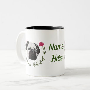 Pug Ansikte, Cute Fransk Bulldog Hund Två-Tonad Mugg