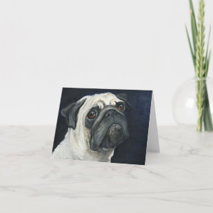Pug Ansikte Hund Art Note Card Kort