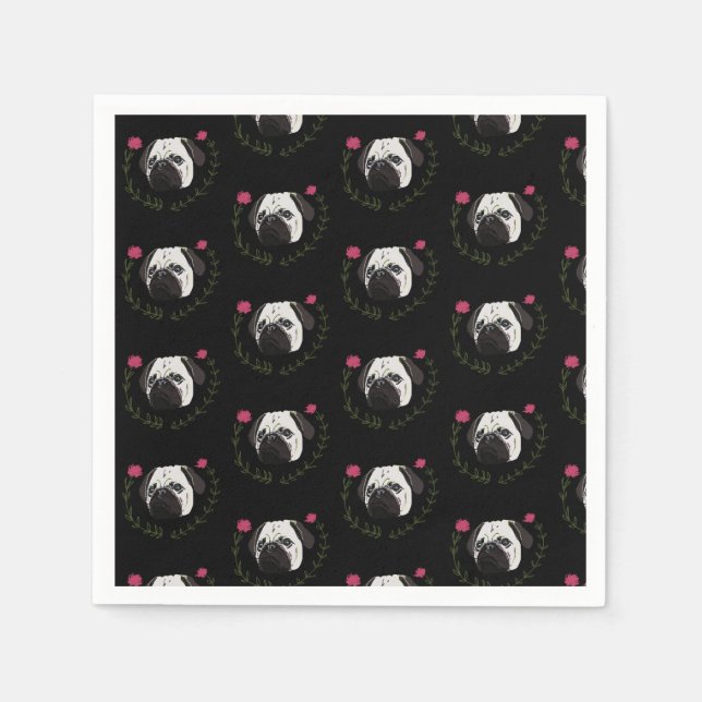 Pug Ansikte, Hund Art Pappersservett (Framsidan)