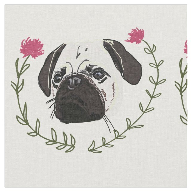 Pug Ansikte, Hund Art Tyg (Närbild)